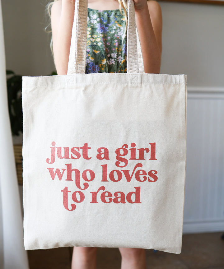 "Just a girl who loves to read" Tote Bag
