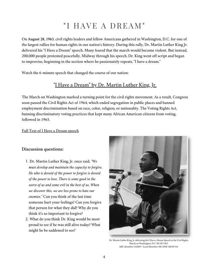Martin Luther King, Jr. Day - Mini Unit Study