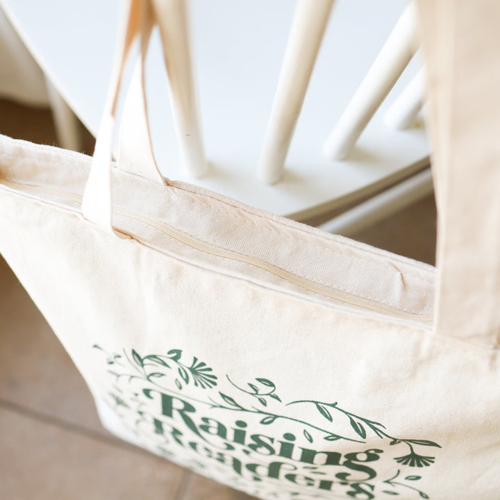 Raising Readers Zippered Library Bag in Dark Olive