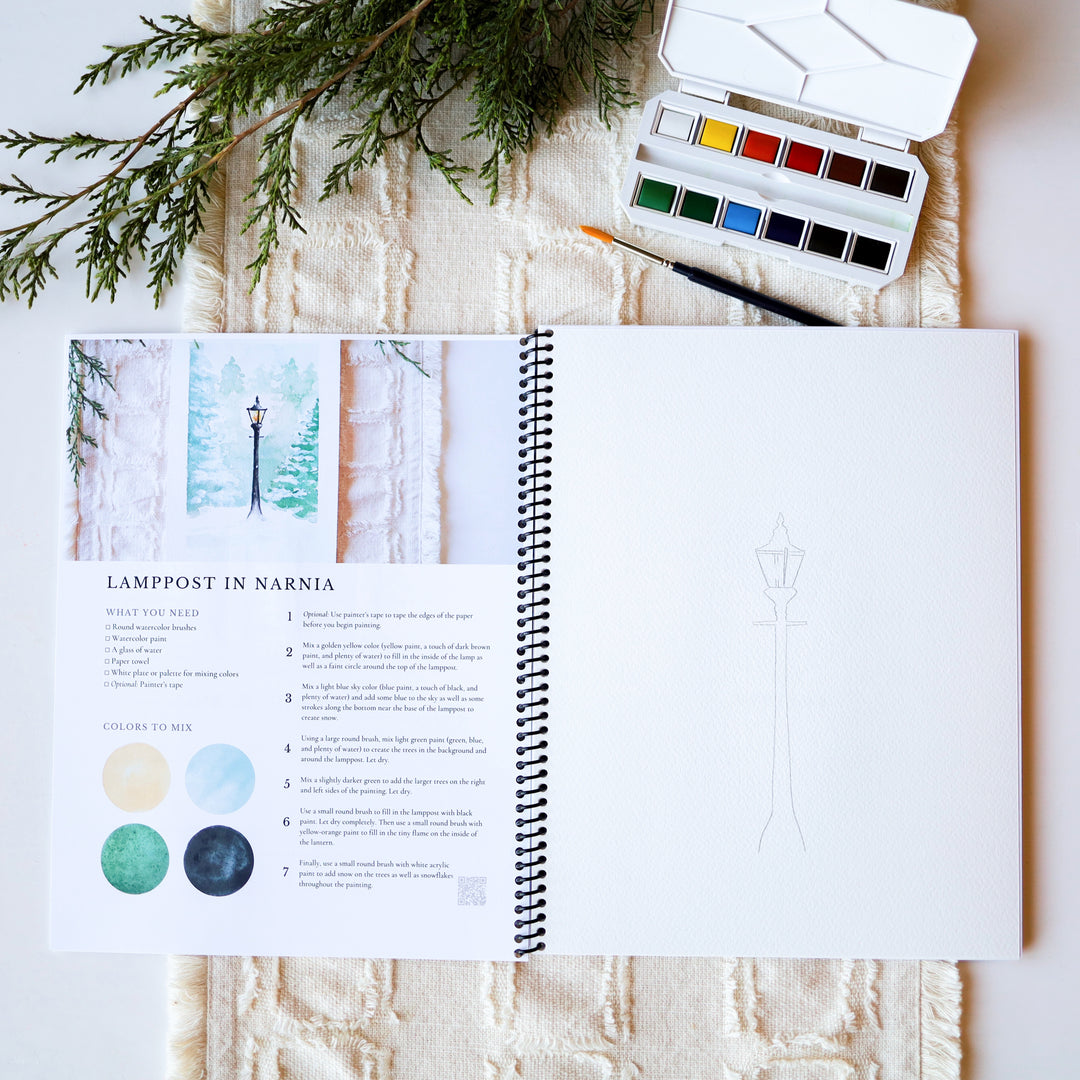 Painting 25 Magical Winter Scenes in Watercolor: Watercolor Coloring Book  for Adults | 25 Easy and Large Print Hand-Drawn Watercolor Coloring Pages