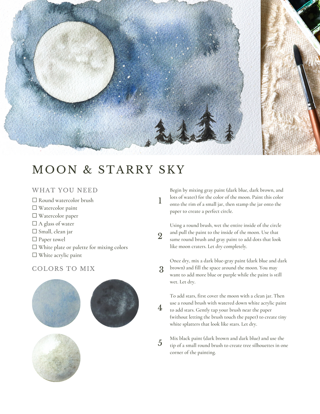 Watercolor Tutorial: Moon Phases Illustration